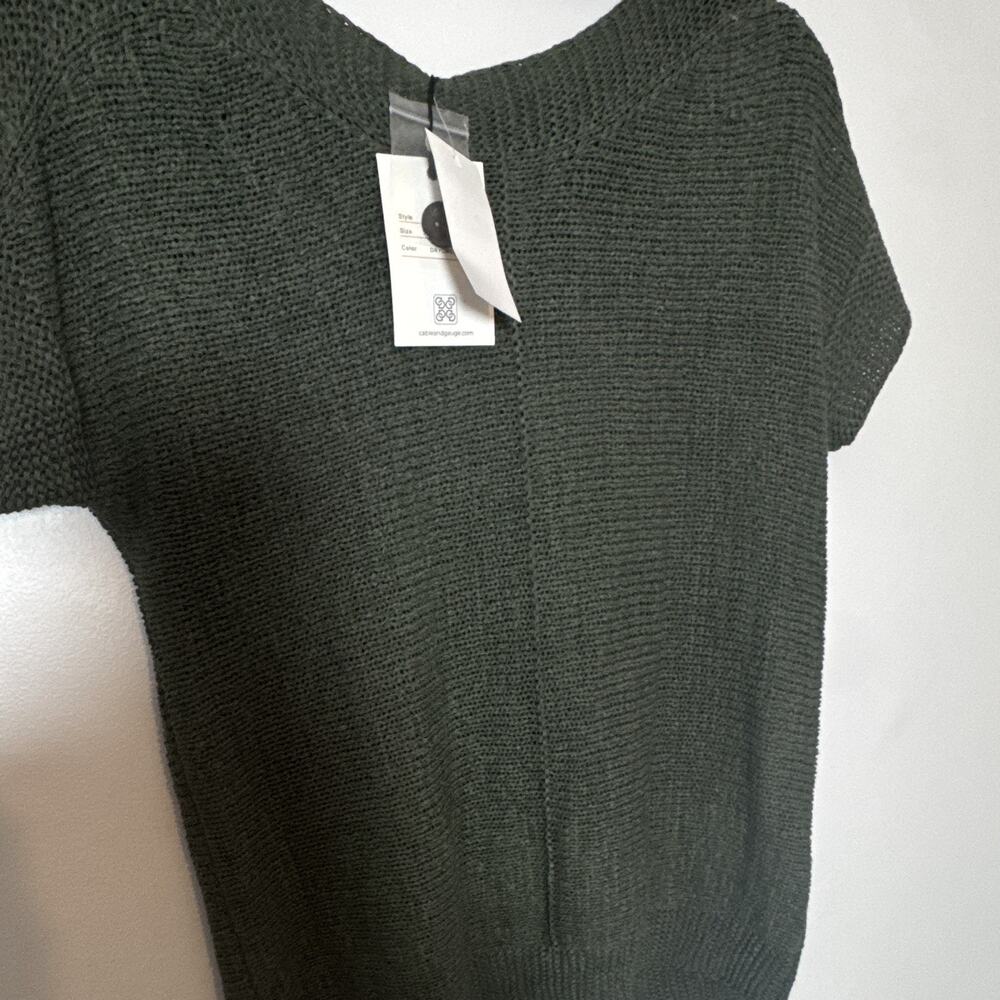 Cable & Gauge Women’s Green Open-Knit Button Front Cardigan Sweater S